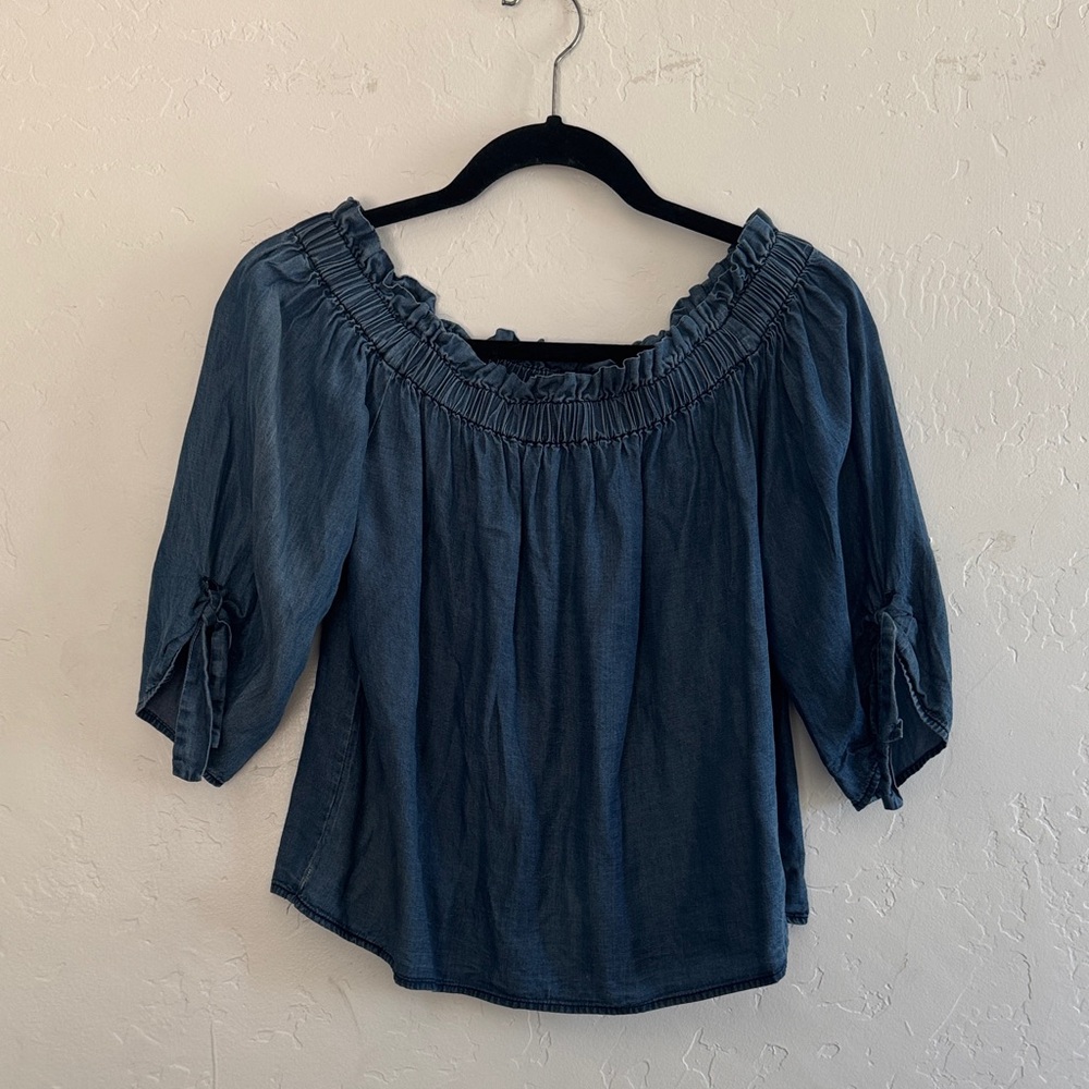 Charlies Denim Blue Off-Shoulder Blouse